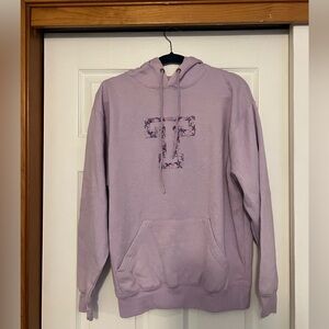 Embroidered T Sweatshirt Hoodie Purple Flowers